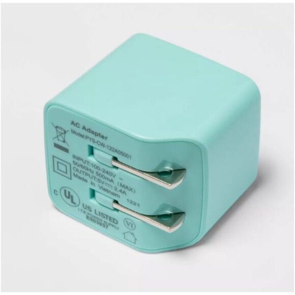 Heyday Single Port Wall Charger 12 Watts Spring Teal - Picture 4 of 6